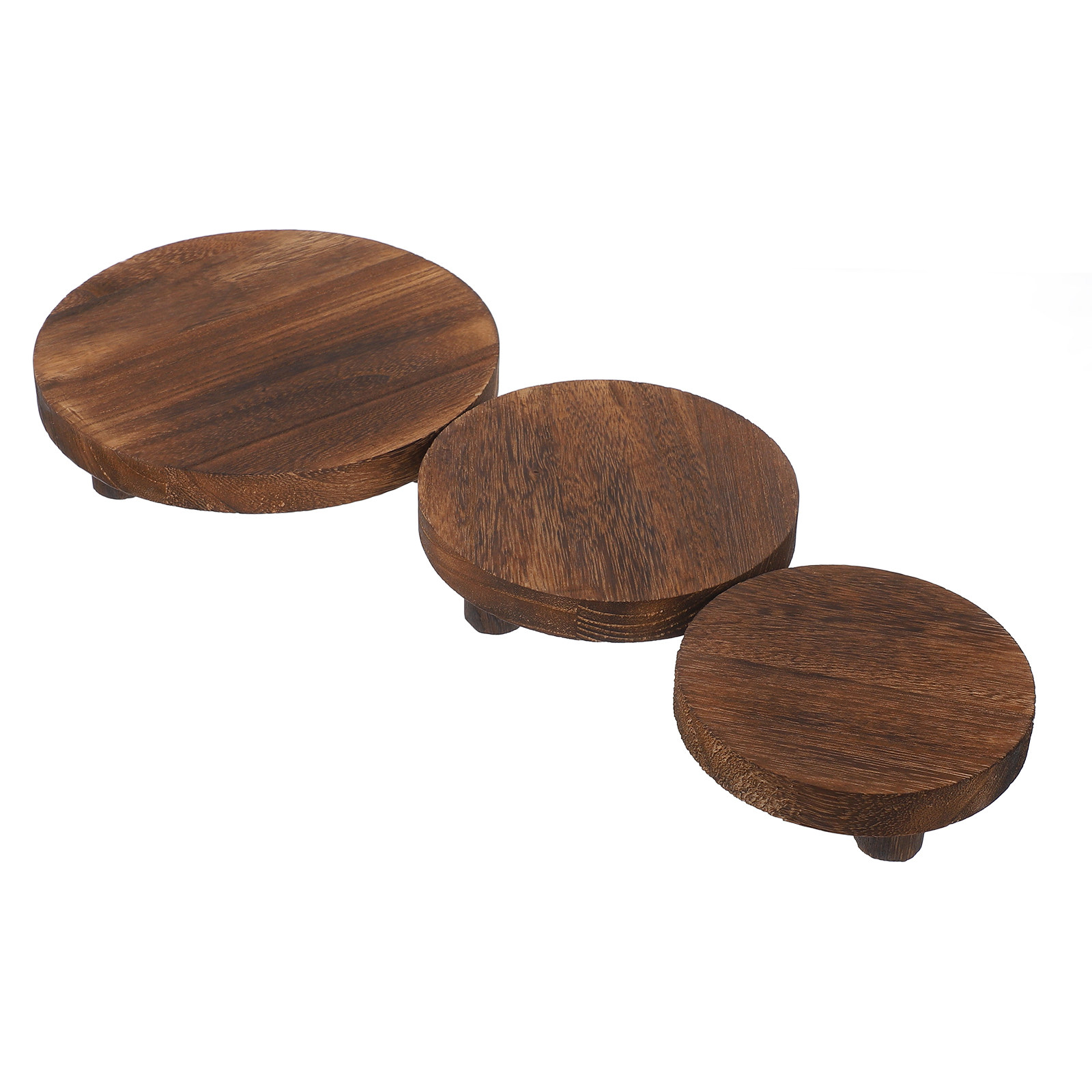 Display Risers Set - 3Pcs Solid Wood Plant Stand Set